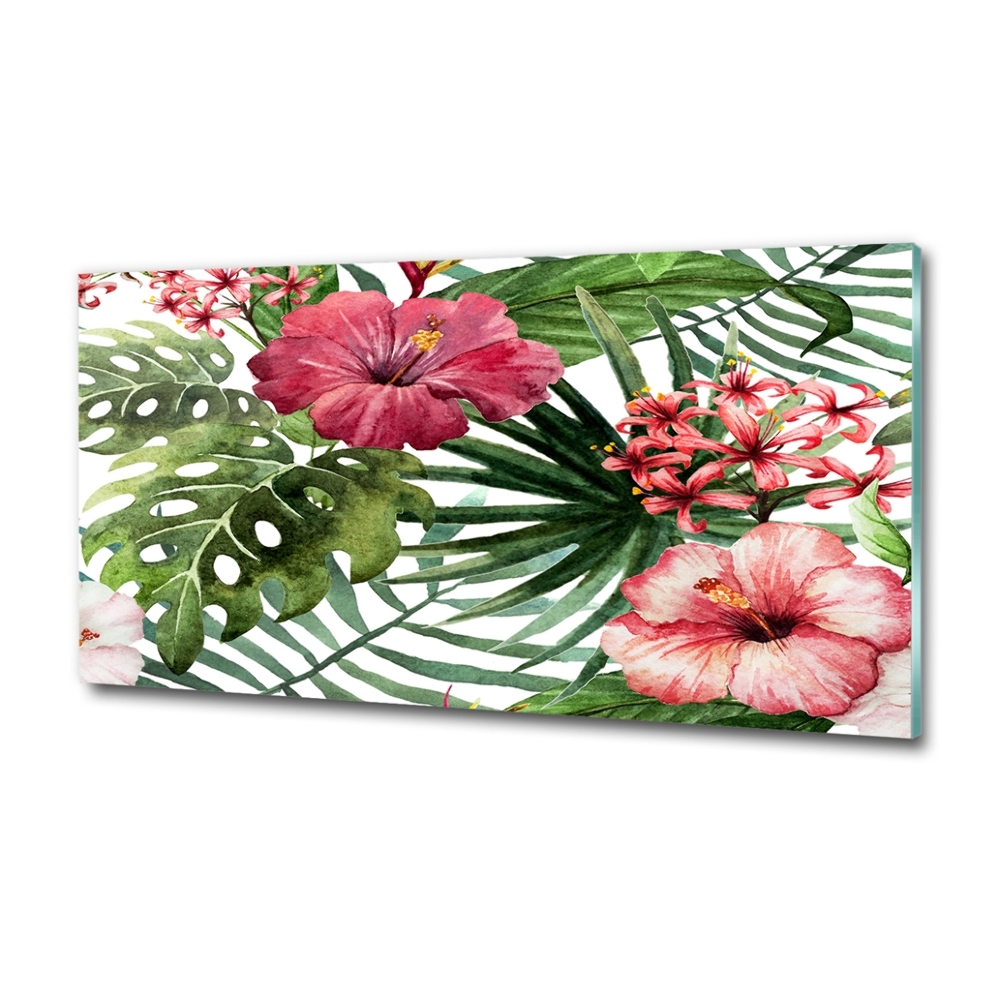 Tableau sur verre Fleurs tropicales