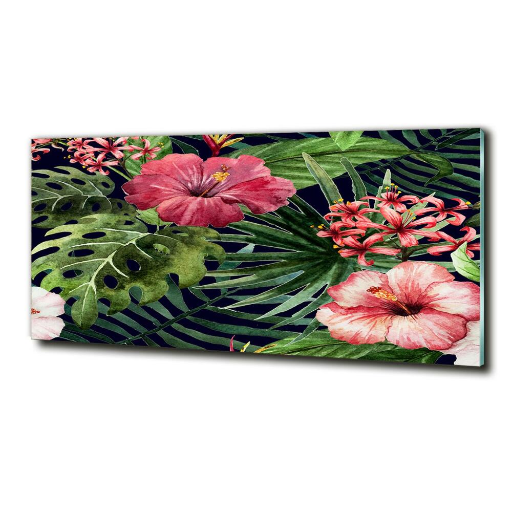 Tableau imprimé sur verre Fleurs tropicales