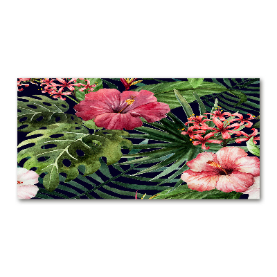 Tableau imprimé sur verre Fleurs tropicales