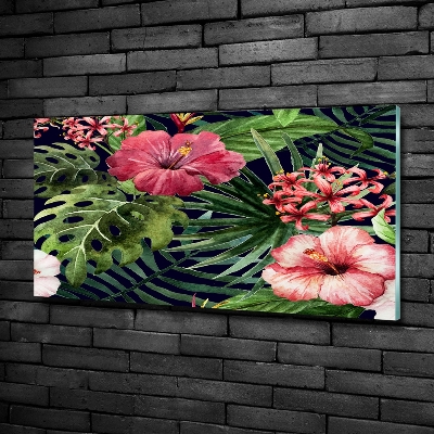 Tableau imprimé sur verre Fleurs tropicales