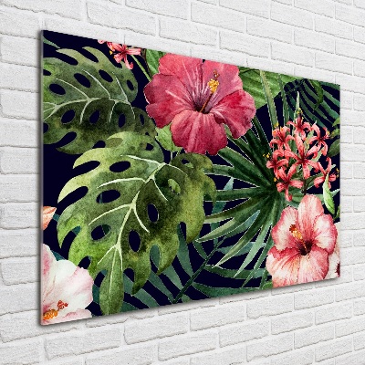 Tableau imprimé sur verre Fleurs tropicales