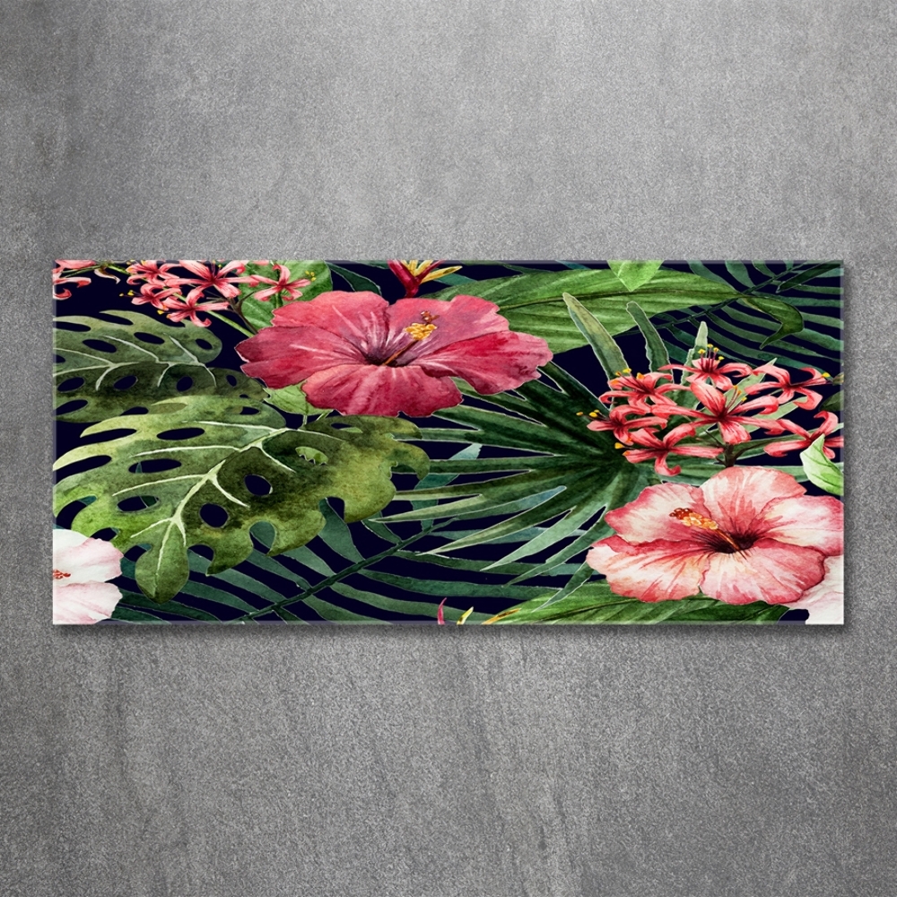 Tableau imprimé sur verre Fleurs tropicales