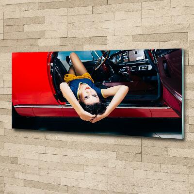 Tableau photo sur verre Femme dans une voiture