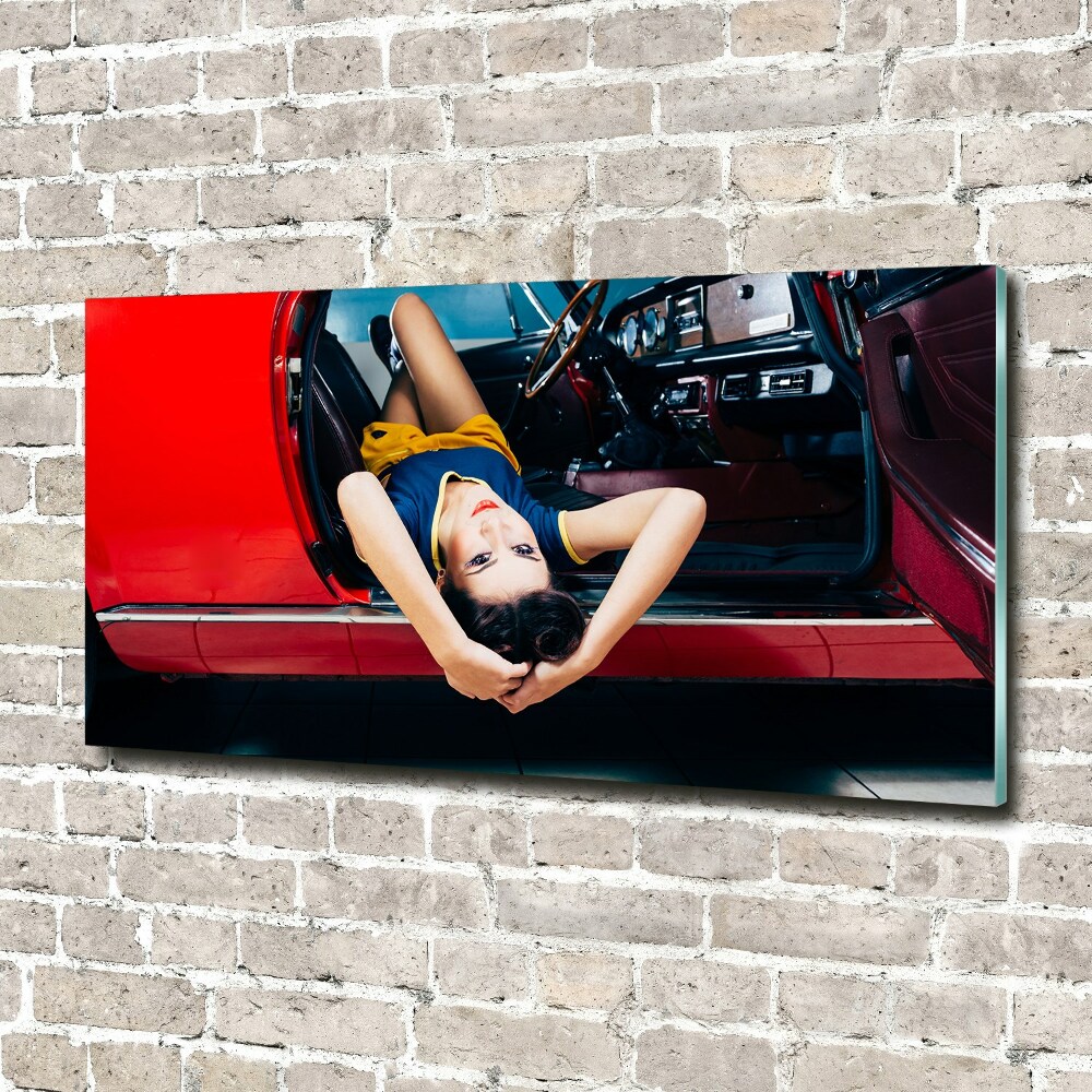 Tableau photo sur verre Femme dans une voiture