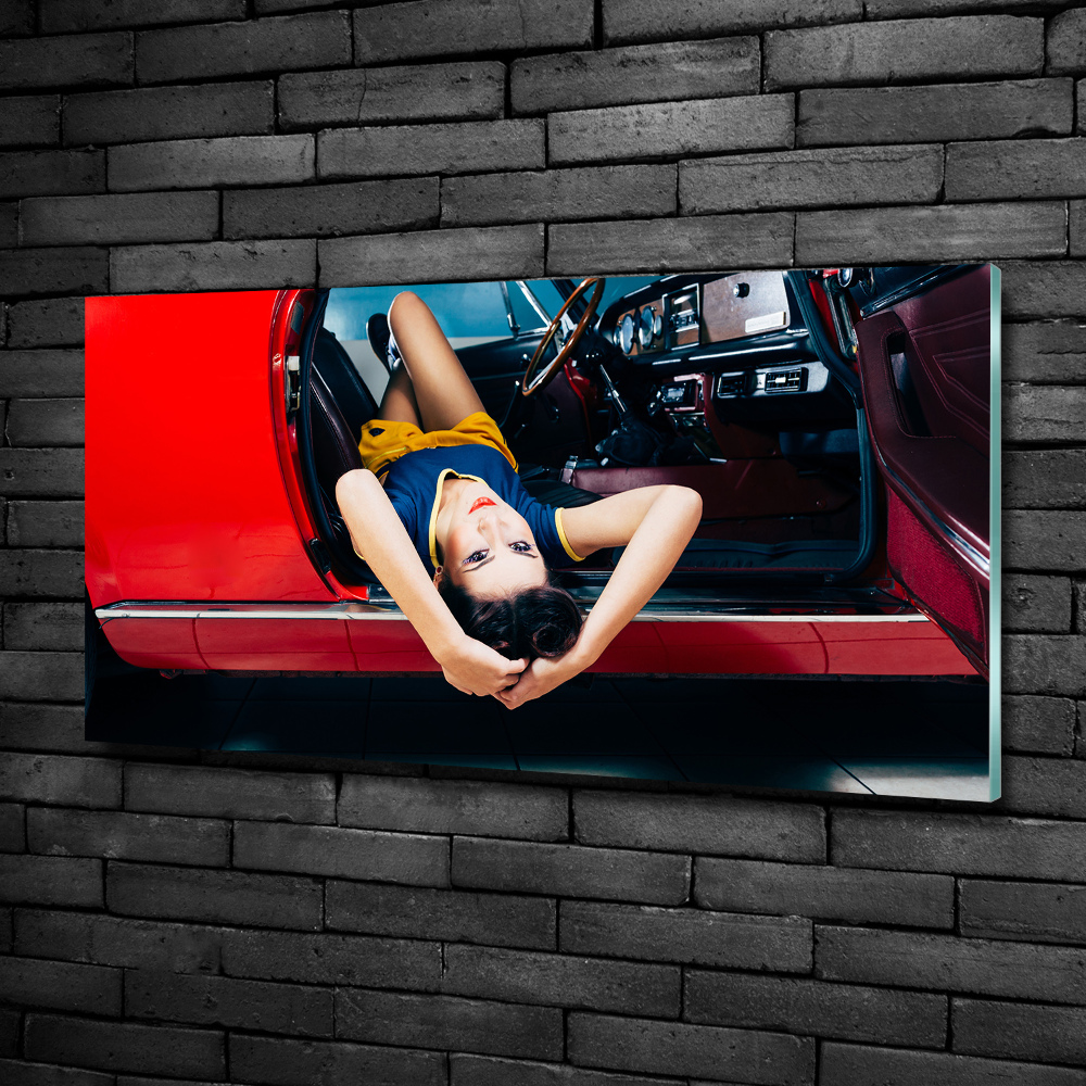 Tableau photo sur verre Femme dans une voiture