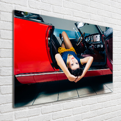 Tableau photo sur verre Femme dans une voiture