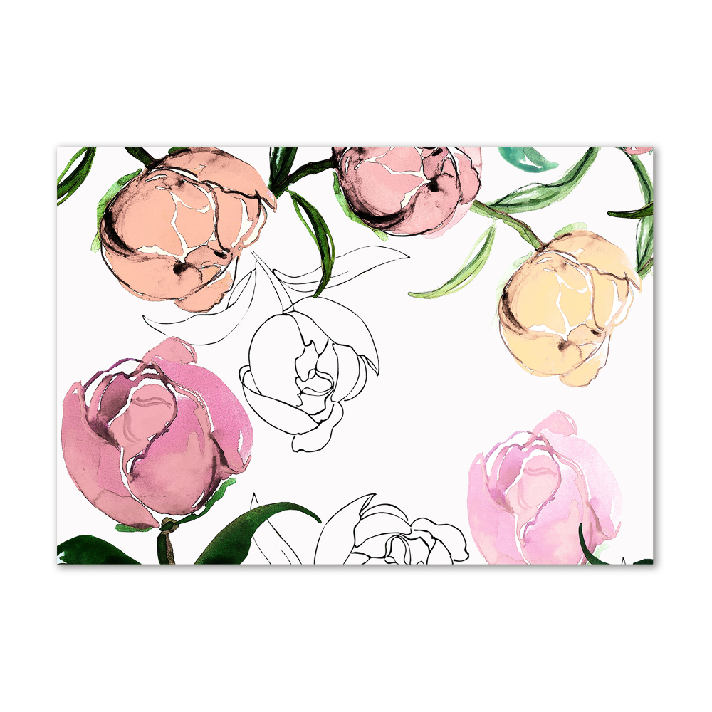 Tableau en verre Bourgeons de pivoine