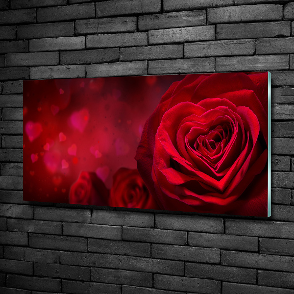 Tableau verre imprimé Rose rouge de cœur