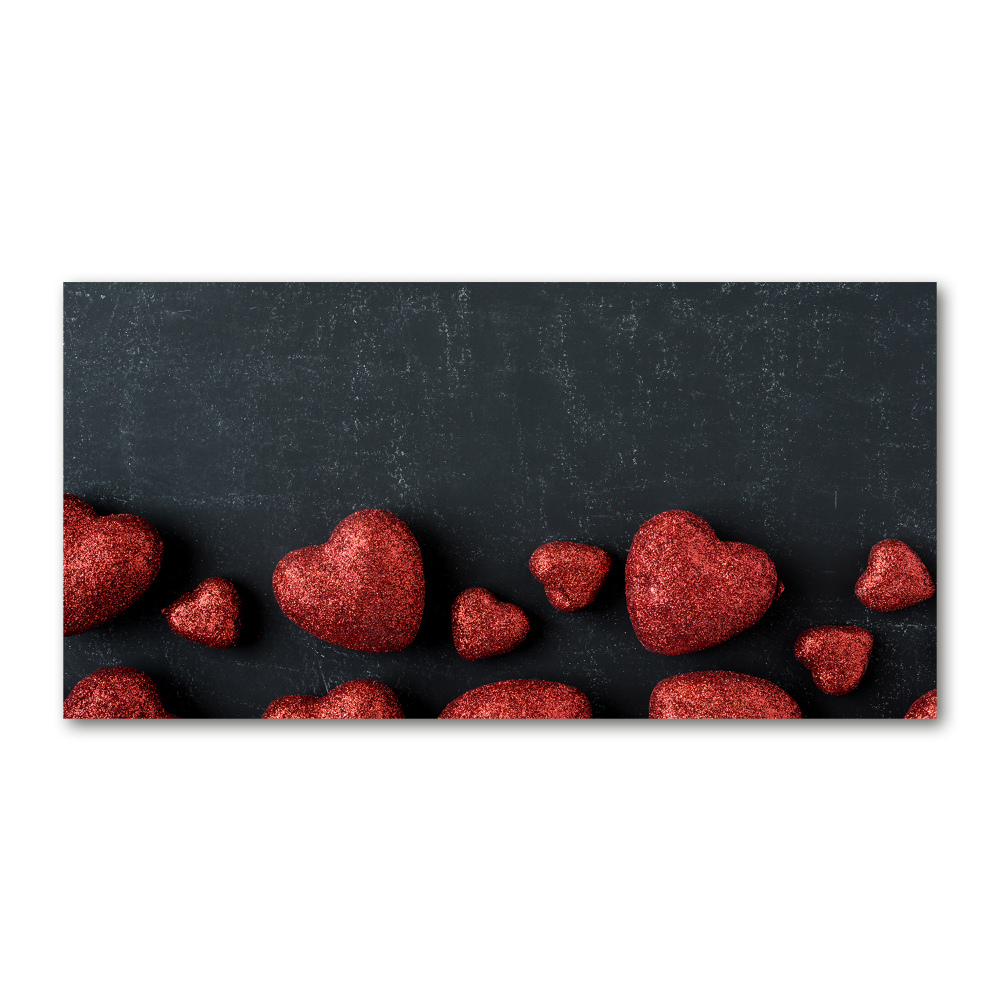 Tableau photo sur verre Coeurs sur un tableau noir