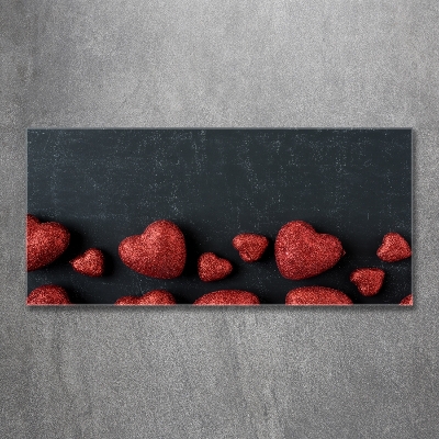 Tableau photo sur verre Coeurs sur un tableau noir