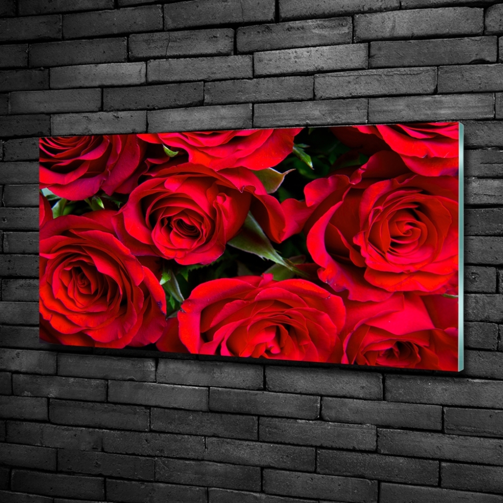 Tableau en verre Roses rouges