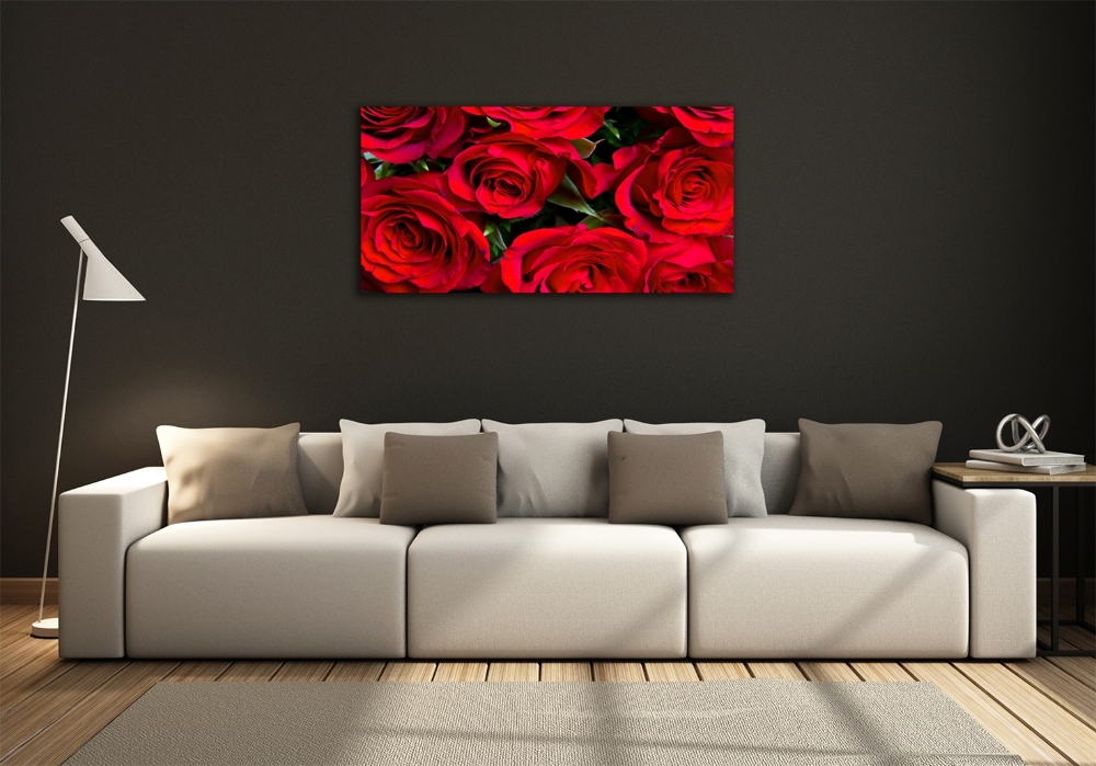 Tableau en verre Roses rouges