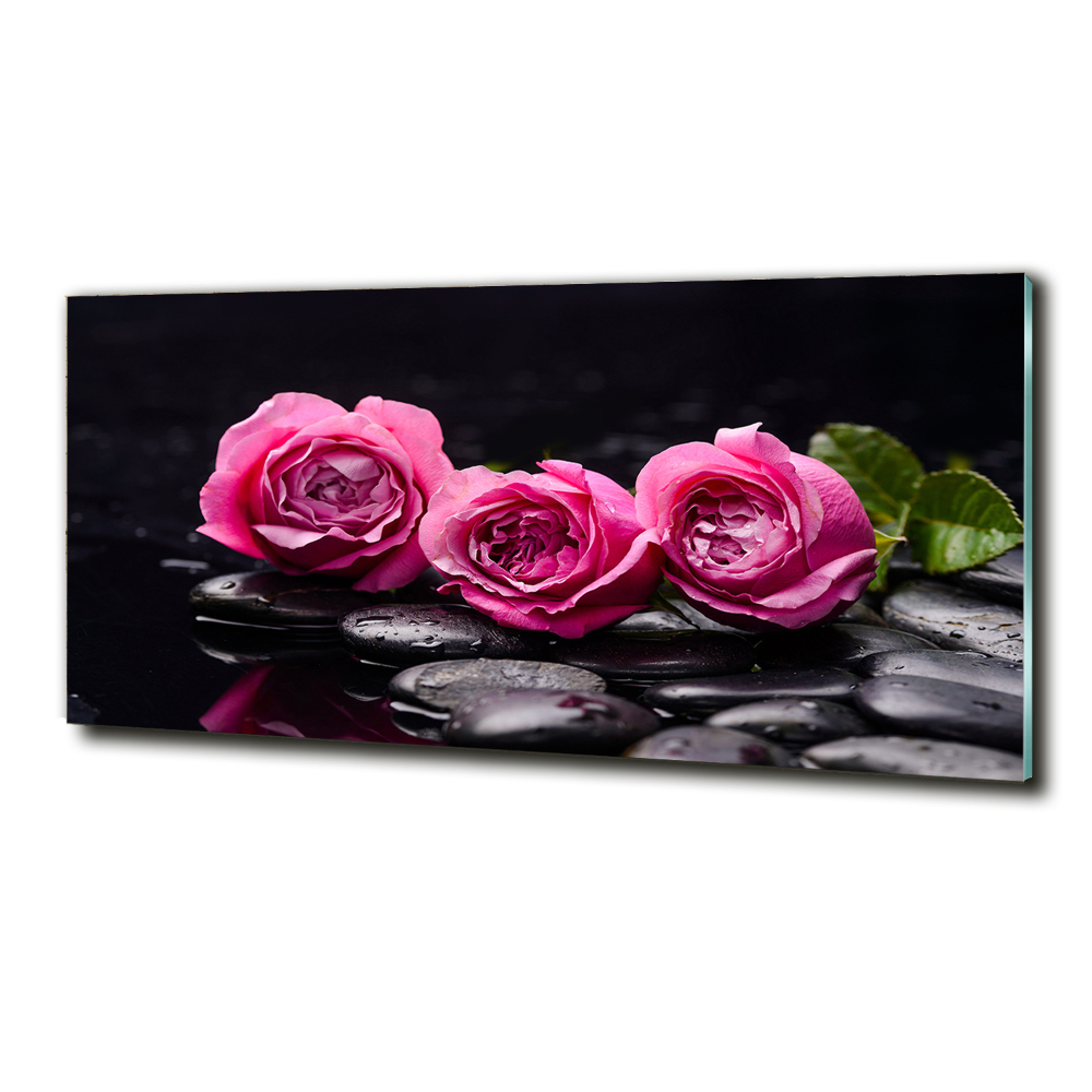 Tableau imprimé sur verre Roses roses