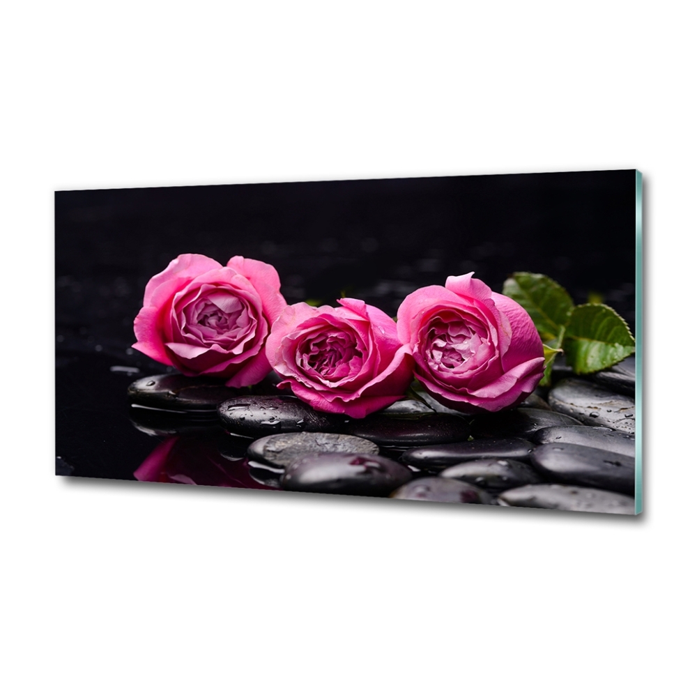 Tableau imprimé sur verre Roses roses