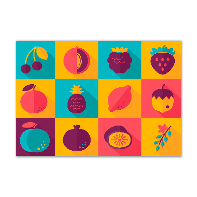 Tableau imprimé sur verre Icônes de fruits