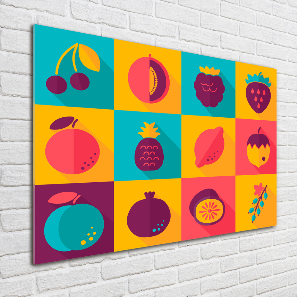 Tableau imprimé sur verre Icônes de fruits