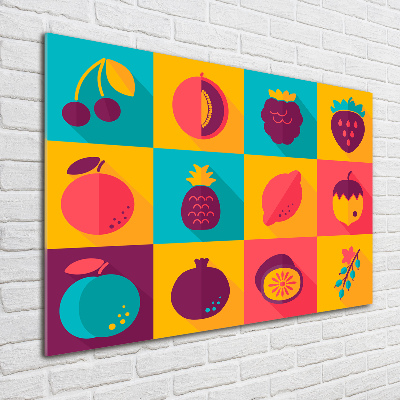 Tableau imprimé sur verre Icônes de fruits