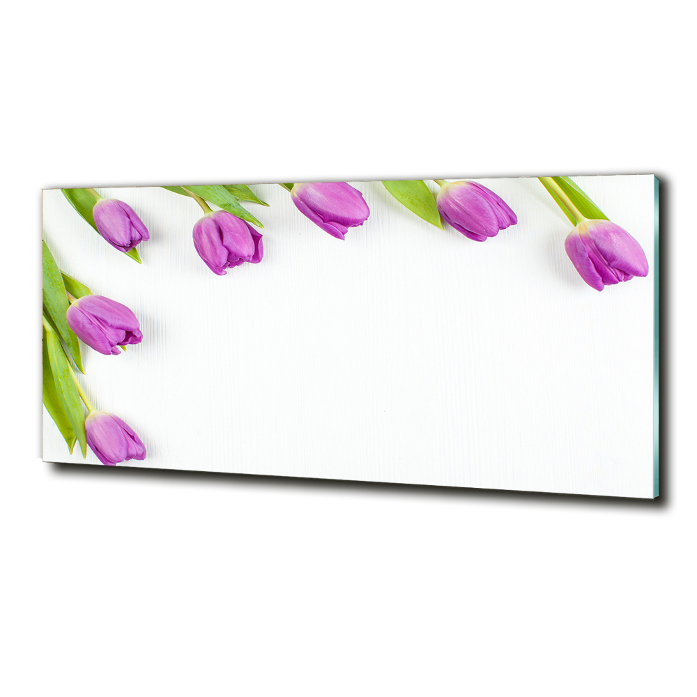 Tableau en verre Tulipes pourpres