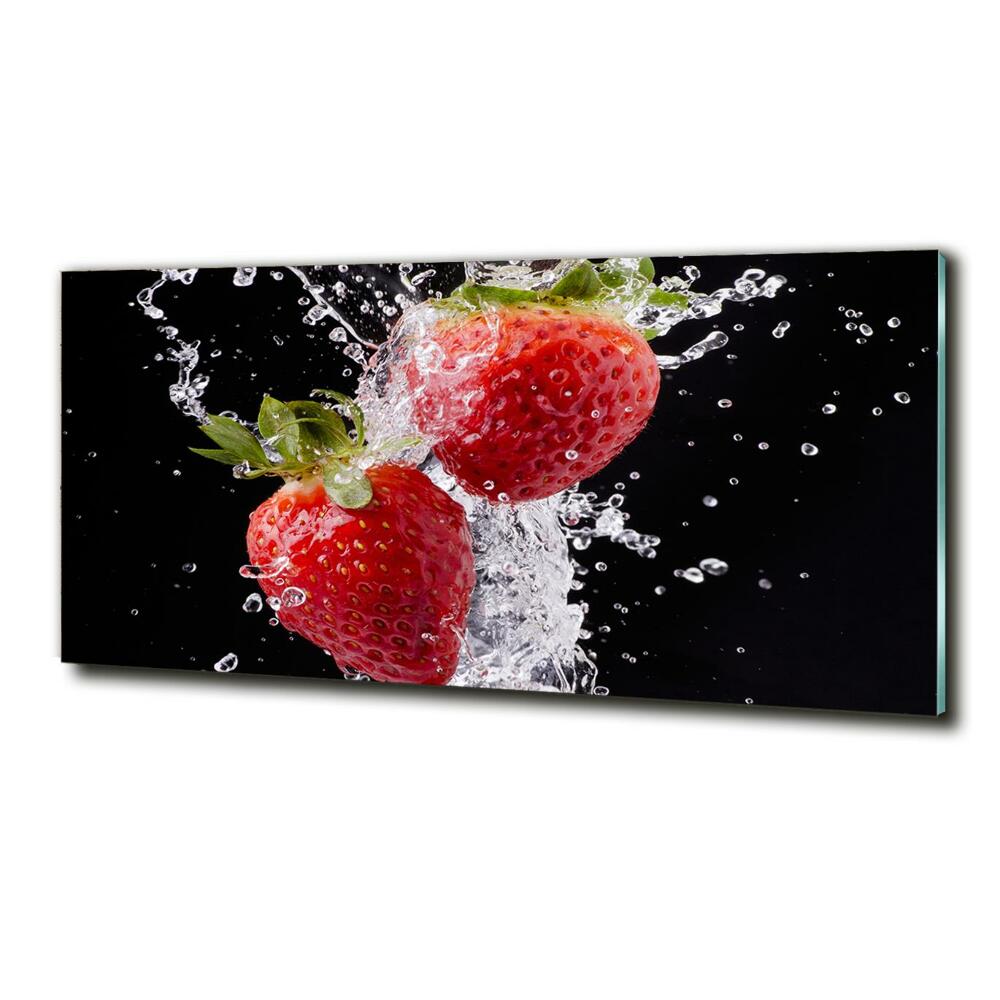 Tableau sur verre Fraises et eau