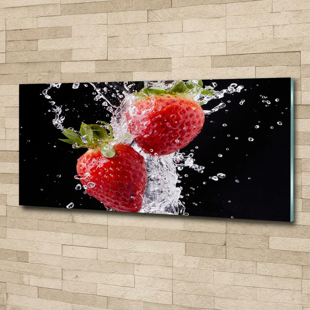 Tableau sur verre Fraises et eau