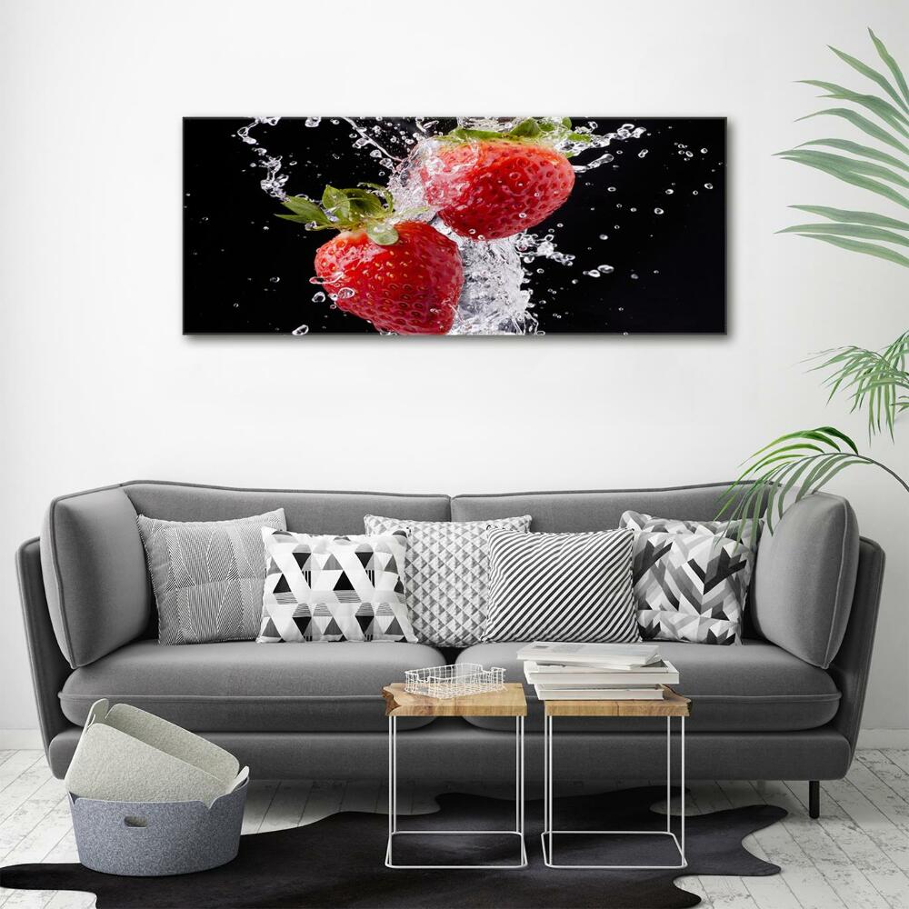 Tableau sur verre Fraises et eau