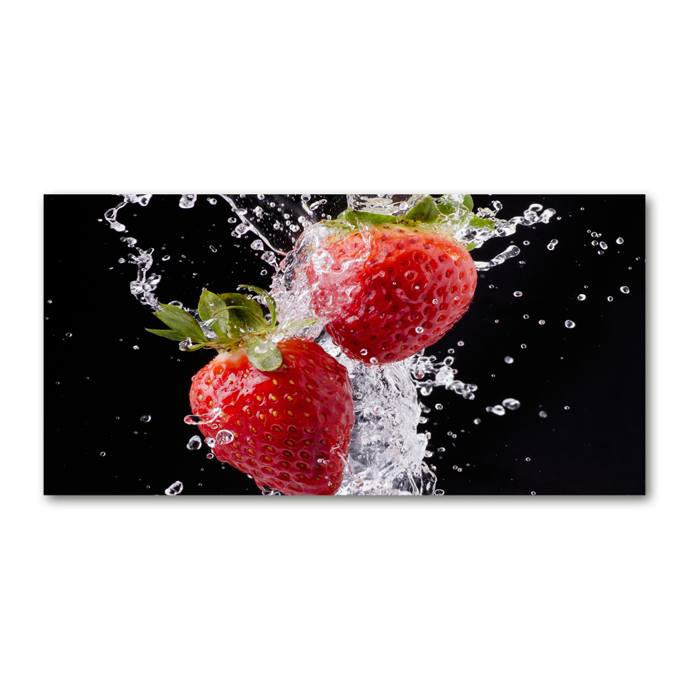 Tableau sur verre Fraises et eau