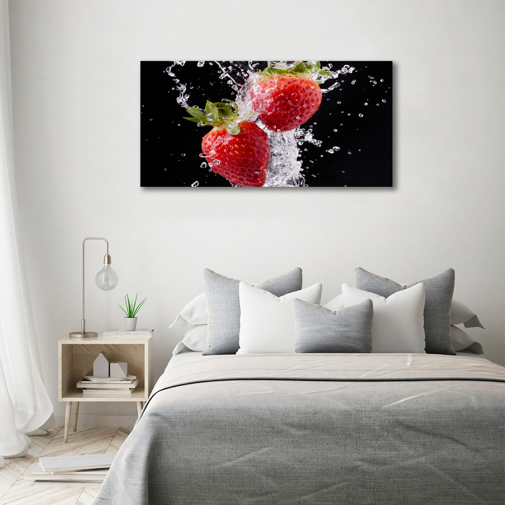 Tableau sur verre Fraises et eau