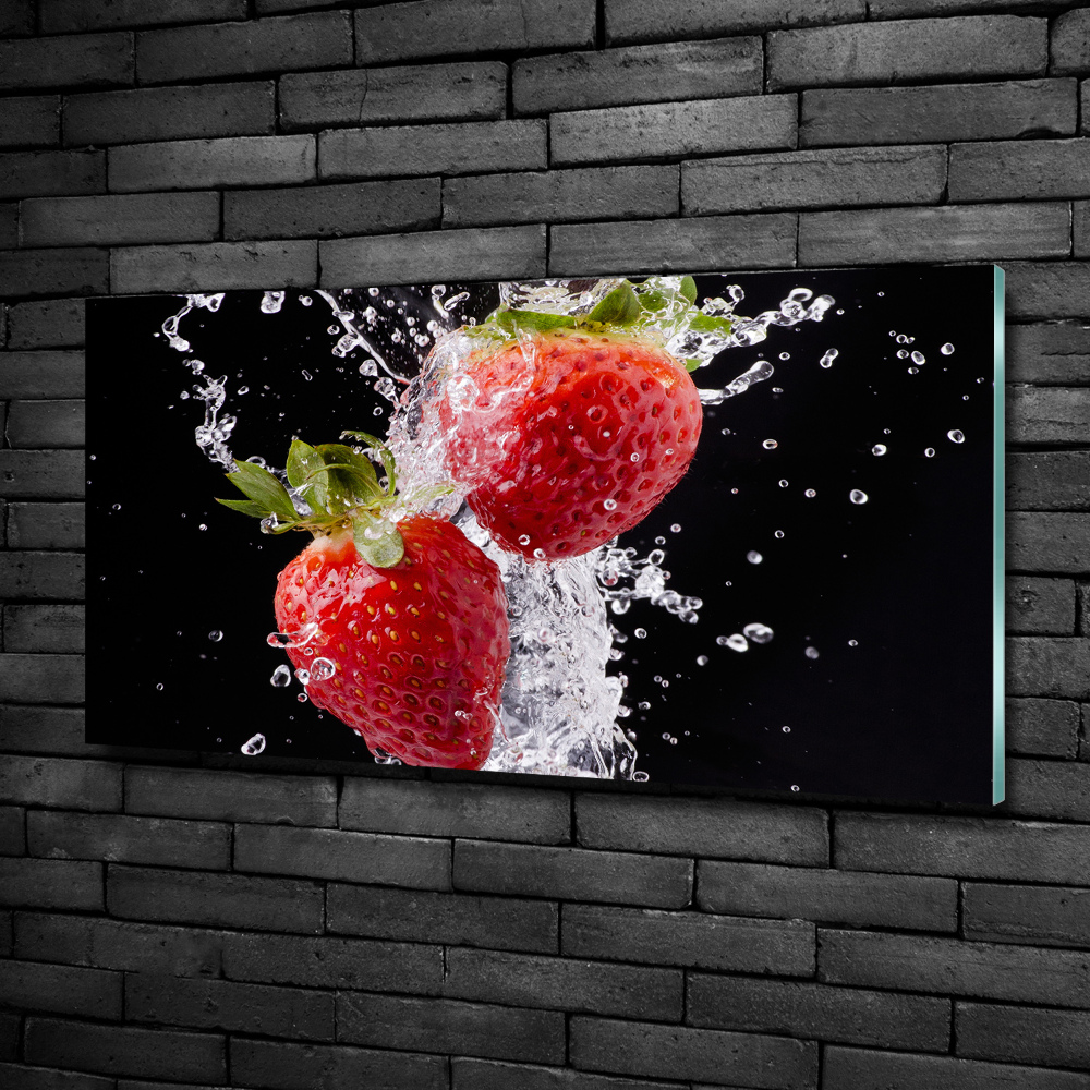 Tableau sur verre Fraises et eau