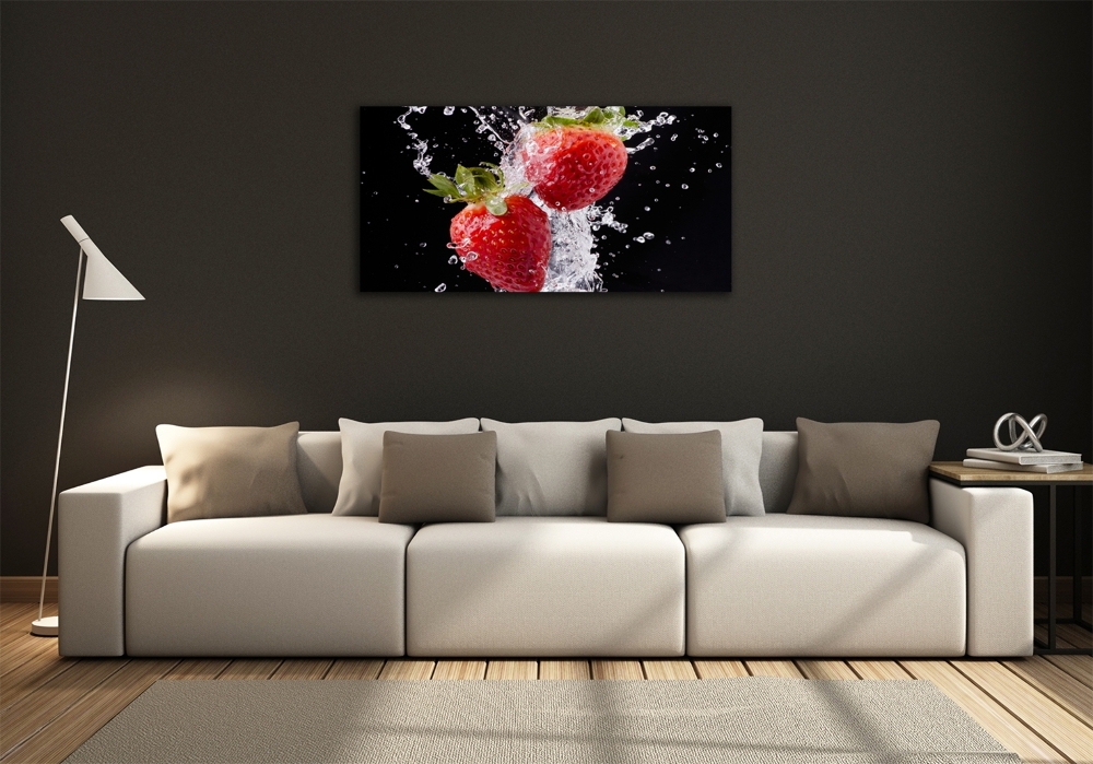 Tableau sur verre Fraises et eau