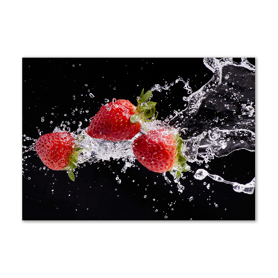 Tableau sur verre Fraises et eau