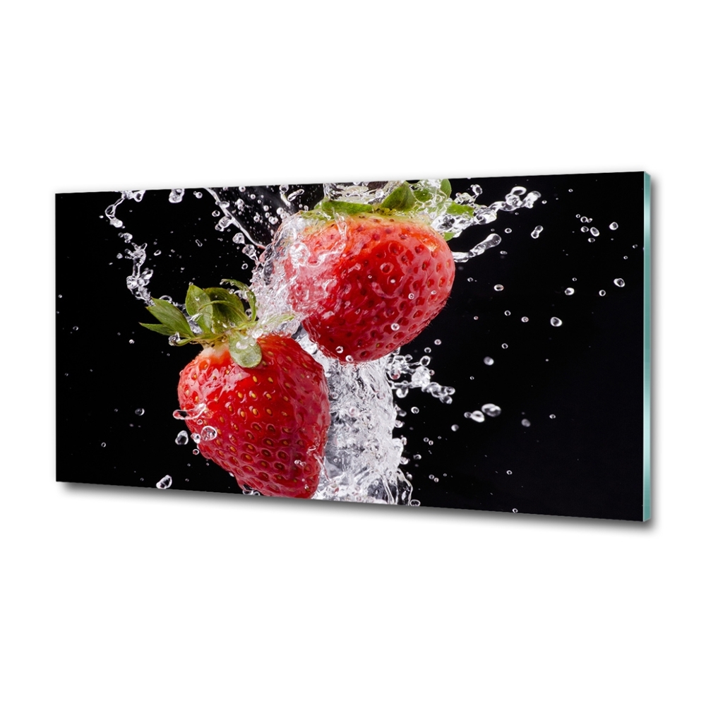 Tableau sur verre Fraises et eau