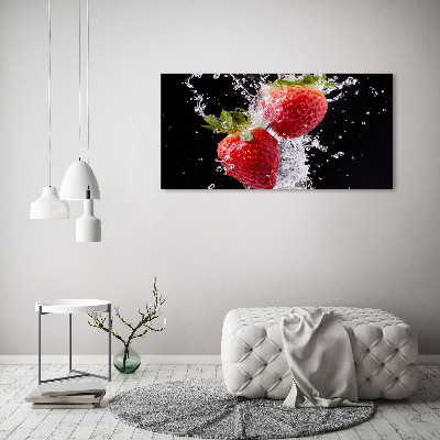 Tableau sur verre Fraises et eau