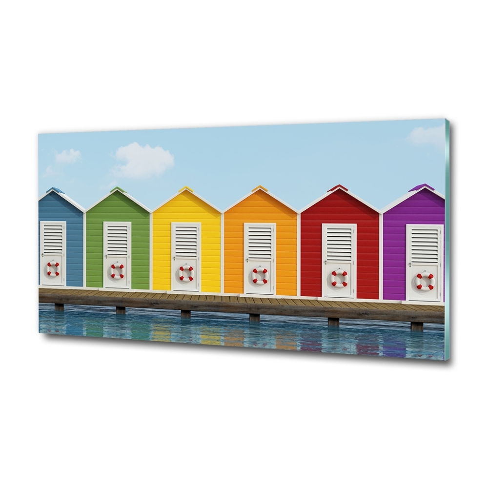 Tableau sur verre Cabines de plage