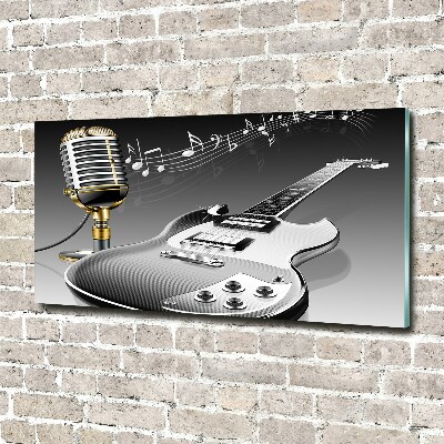 Tableau imprimé sur verre Guitare et microphone