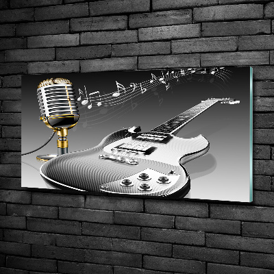 Tableau imprimé sur verre Guitare et microphone