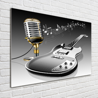 Tableau imprimé sur verre Guitare et microphone