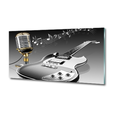 Tableau imprimé sur verre Guitare et microphone