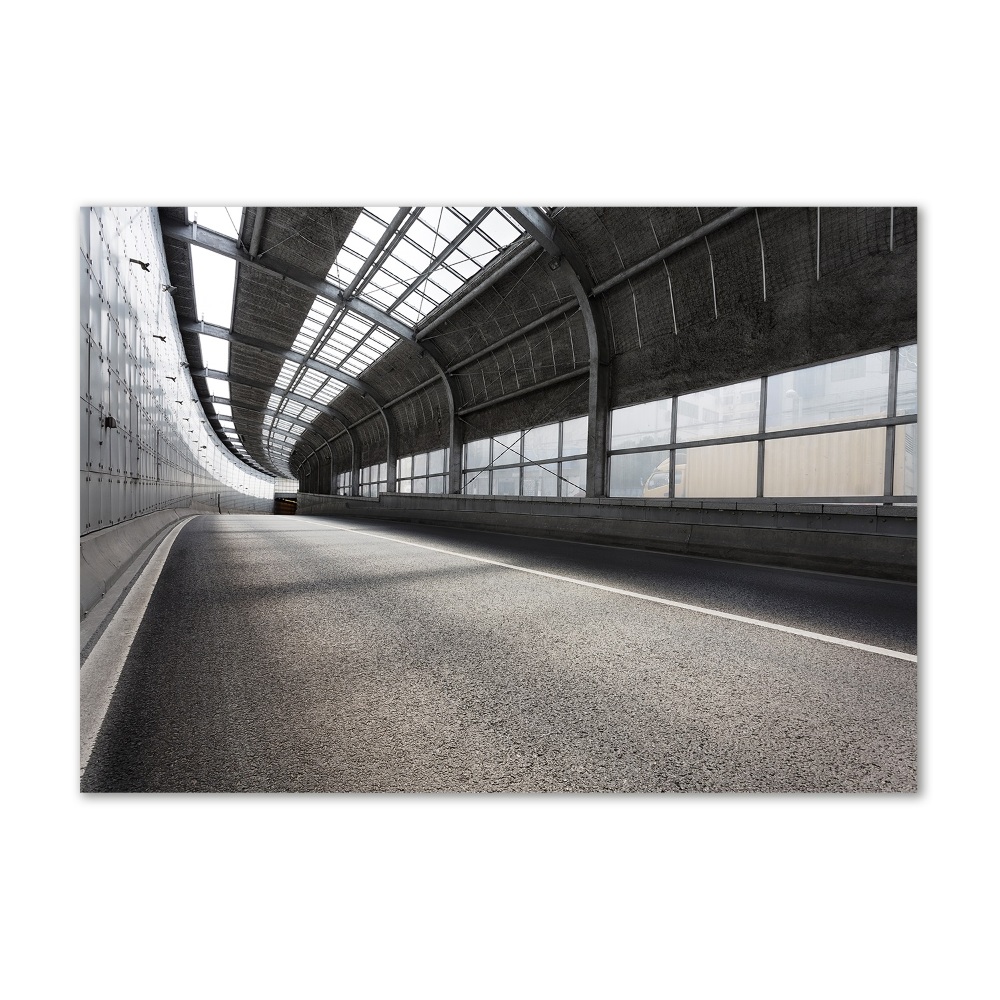 Tableau sur verre Route dans un tunnel