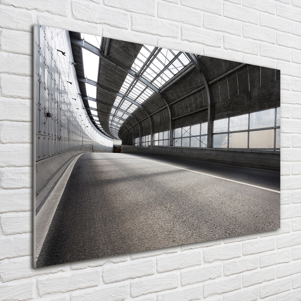 Tableau sur verre Route dans un tunnel