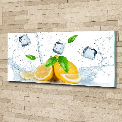 Tableau photo sur verre Citrons avec glace