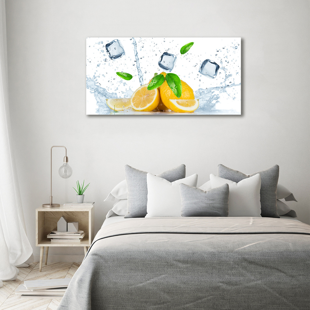 Tableau photo sur verre Citrons avec glace