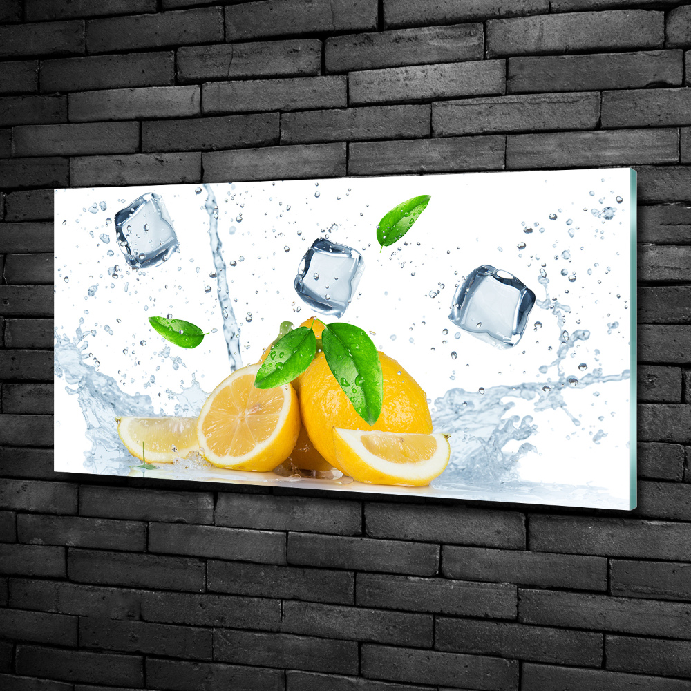 Tableau photo sur verre Citrons avec glace