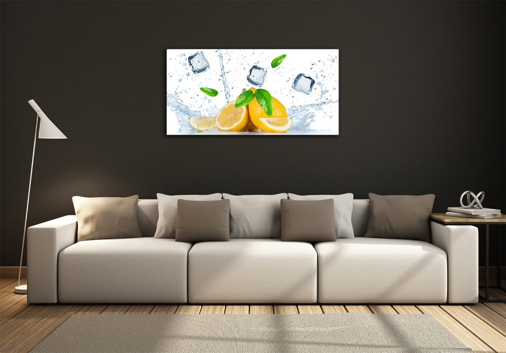 Tableau photo sur verre Citrons avec glace