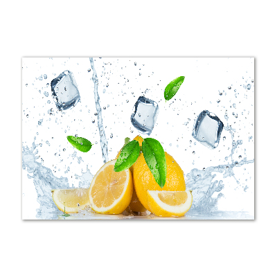 Tableau photo sur verre Citrons avec glace