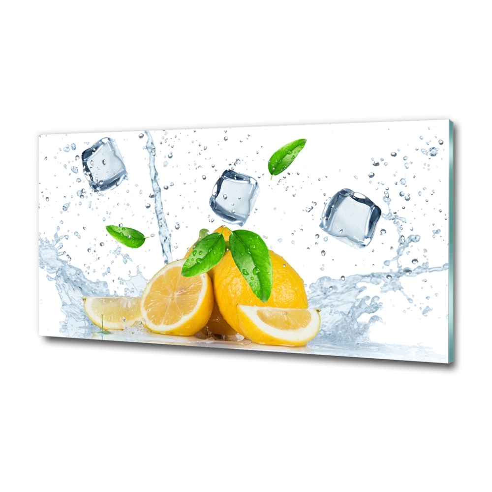 Tableau photo sur verre Citrons avec glace