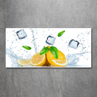 Tableau photo sur verre Citrons avec glace