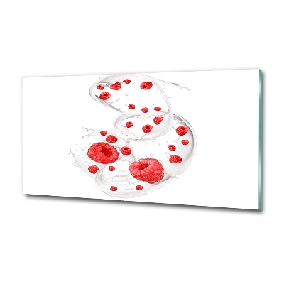 Tableau sur verre Framboises au lait