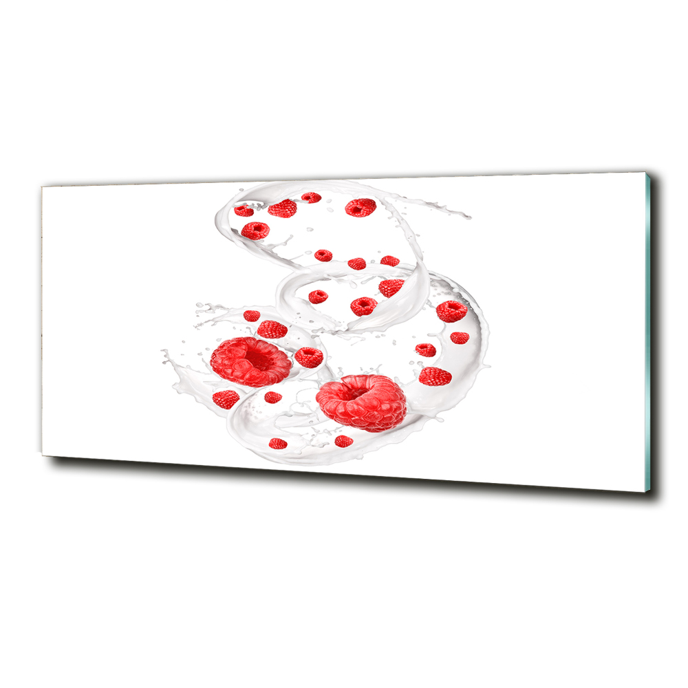 Tableau sur verre Framboises au lait