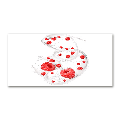 Tableau sur verre Framboises au lait