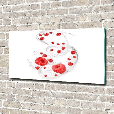 Tableau sur verre Framboises au lait